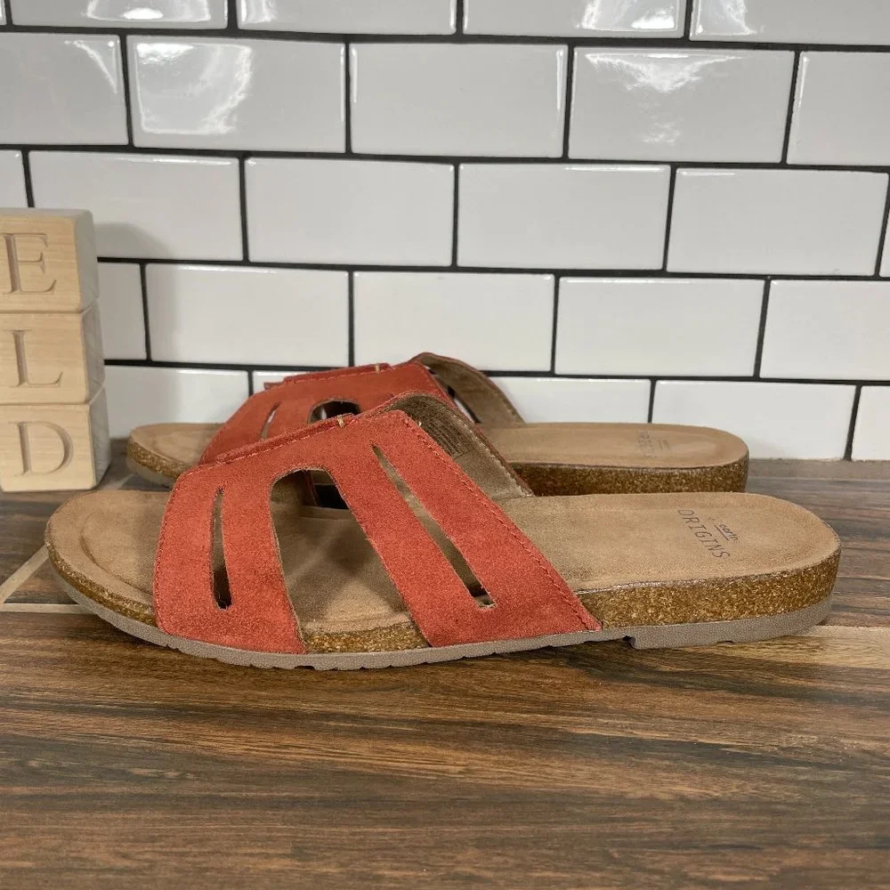 Earth Origins Lyndon Luna Womens Size 9.5 Shoes Paprika Suede Slide Sandal